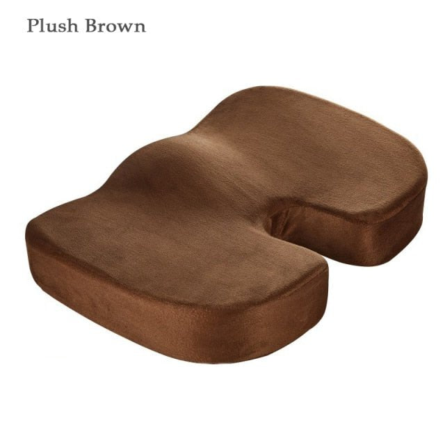 Orthopedic Hemorrhoid Seat Cushion Memory Foam Car Seat Cushion Set Slow Rebound Office Chair Waist Support Coccyx Pain Relief - Plush Brown Seat image