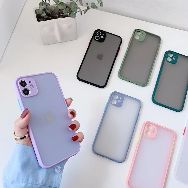 Luxury Shockproof Armor Matte Case For iPhone 14 13 11 12 Pro Max Mini XR XS X 7 8 Plus Soft Silicone Bumper Clear Hard PC Cover image 28