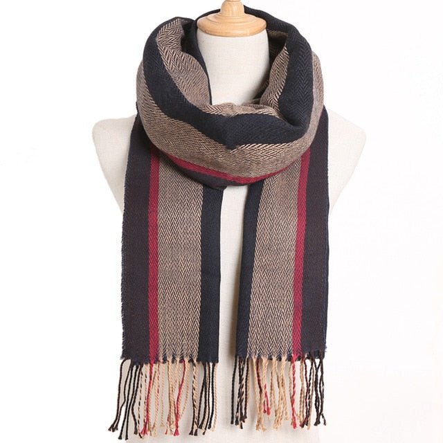 VIANOSI Plaid Winter Scarf for Women | Warm Foulard Solid Scarves | Casual Cashmere Scarfs - 32, 190CM X 35CM image