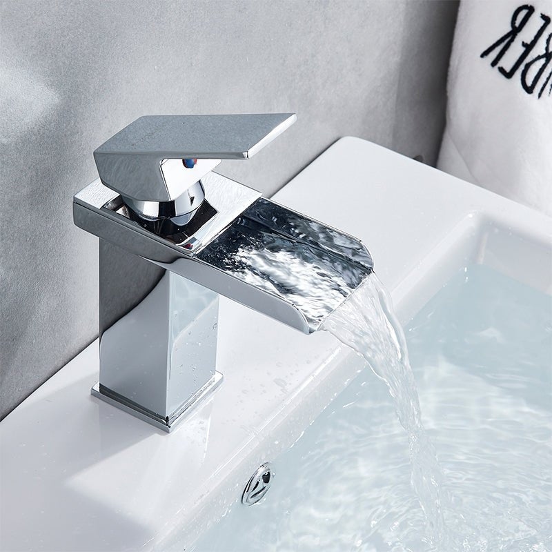 Deck Mount Waterfall Bathroom Faucet Vanity Vessel Sink Mixer Tap Cold Hot Water Tap image 24