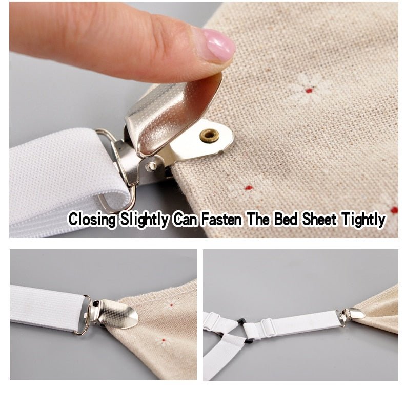 4Pcs/Set Bedsheet Clip and Fastener | Elastic Non-slip Clip and Blanket Gripper image 0