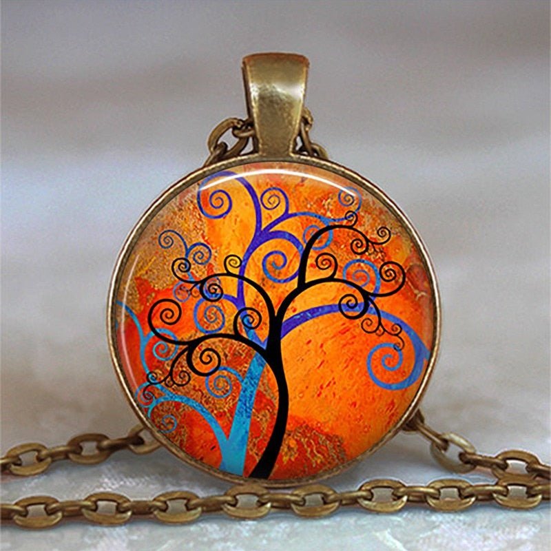 Tree Of Life Glass Cabochon Statement Necklace & Pendant Jewelry image 8