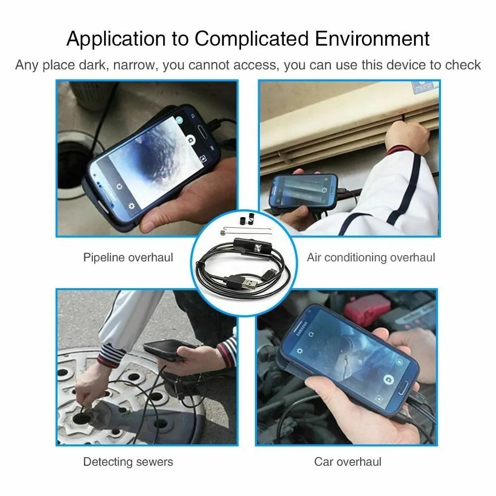 5.5mm Sewer Industrial Endoscope Piping Endoscopy Type C Flexible Snake Mini Camera 3 in 1 Automotive Borescope for Android image 9