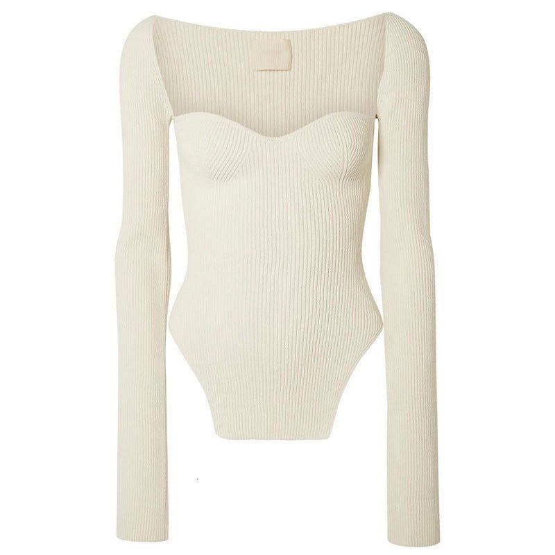 DEAT Cashmere Square Full Sleeves Elastic High Waist Sexy Pullover image 16