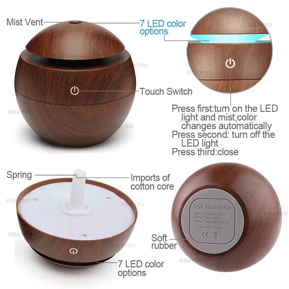 USB Aroma Essential Oil Diffuser Ultrasonic Cool Mist Humidifier Air Purifier image 3