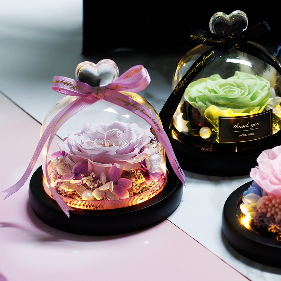 The Beauty and Beast Forever Rose Flower With Night Light in Glass Dome image 25