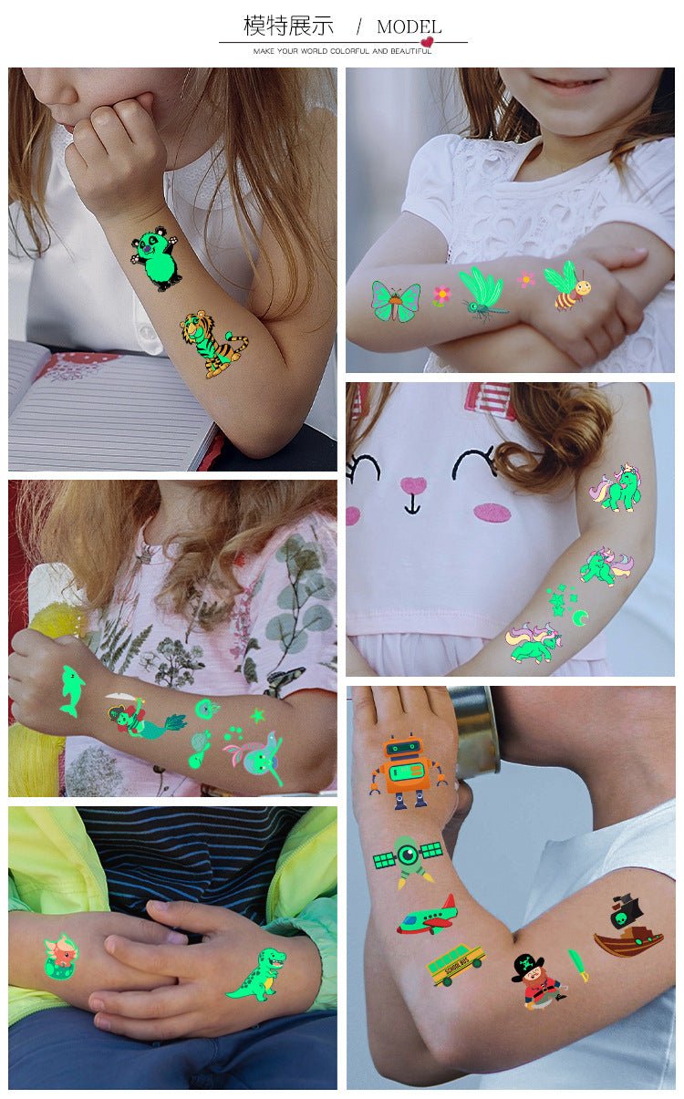 Luminous Temporary Fake Tattoos Glow Paste Mermaid Tattoo Stickers for Children Body Art image 4