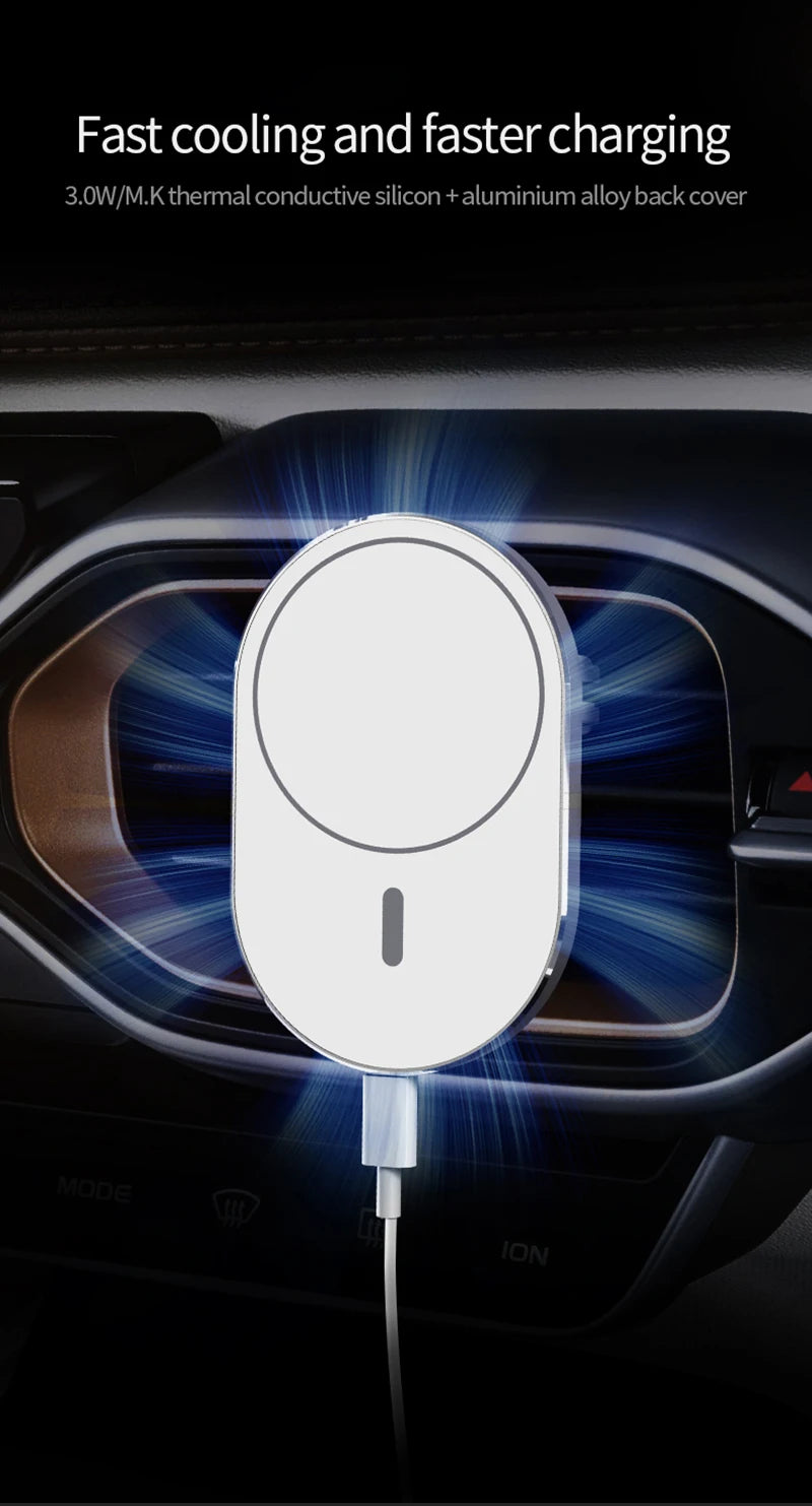 Magnetic Car Phone Holder with 15W Qi Wireless Charging for MagSafe iPhone 12-15 Pro Max image 12