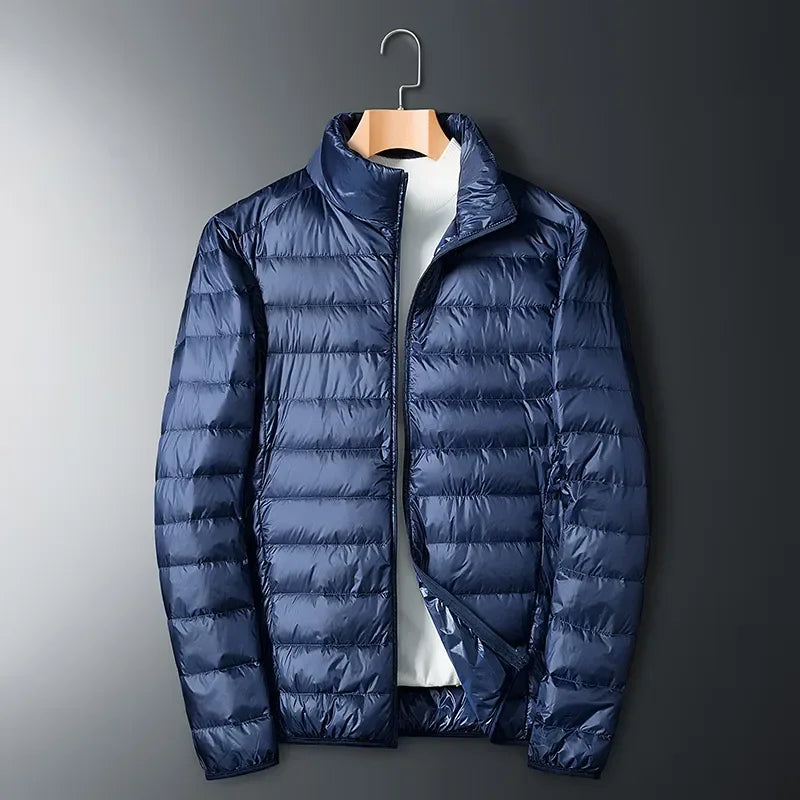 Ultra-Light Waterproof White Duck Down Jacket for Men | Casual & Portable Outdoor Winter Coat - Navy Blue, 5XL image