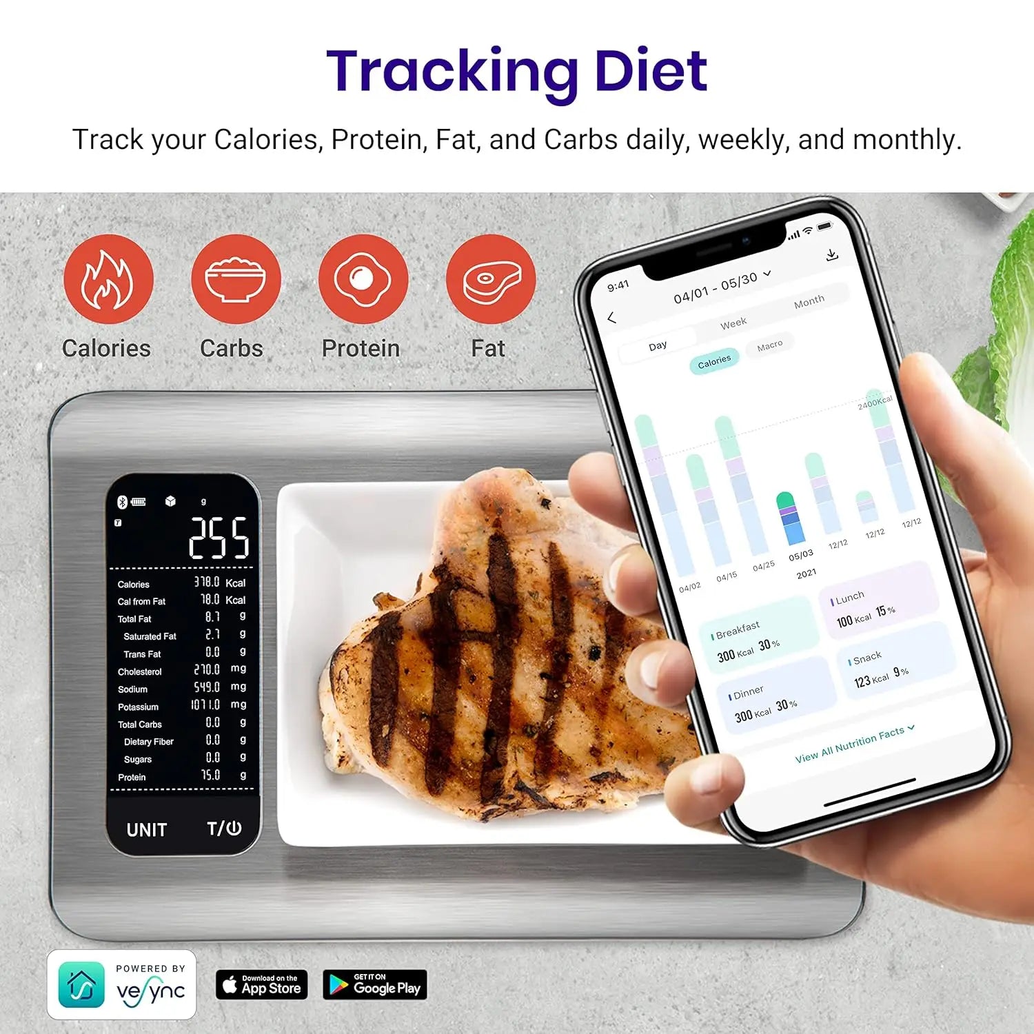 Smart Digital Kitchen Scale ‚Äì Grams & Ounces with Nutrition App for Weight Loss, Baking & Cooking image 9