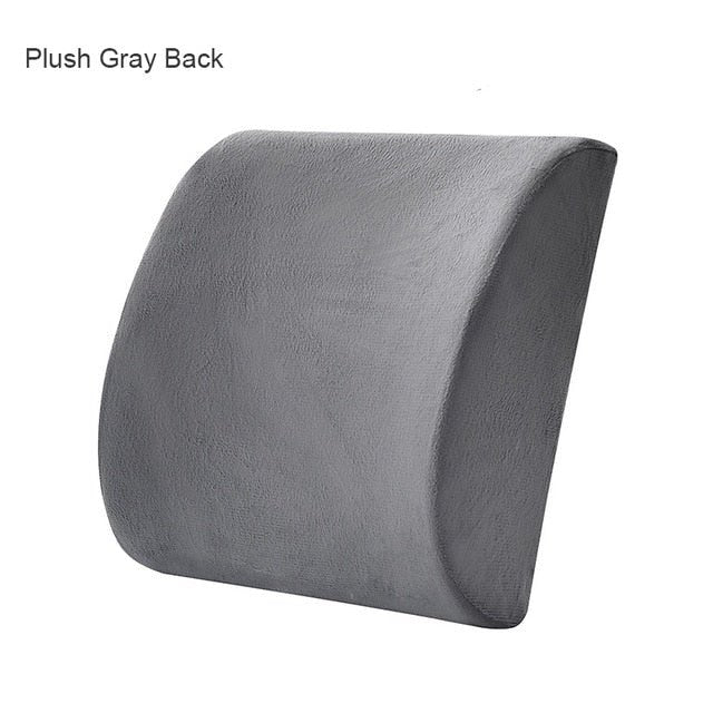 Orthopedic Hemorrhoid Seat Cushion Memory Foam Car Seat Cushion Set Slow Rebound Office Chair Waist Support Coccyx Pain Relief - Plush Gray Back image