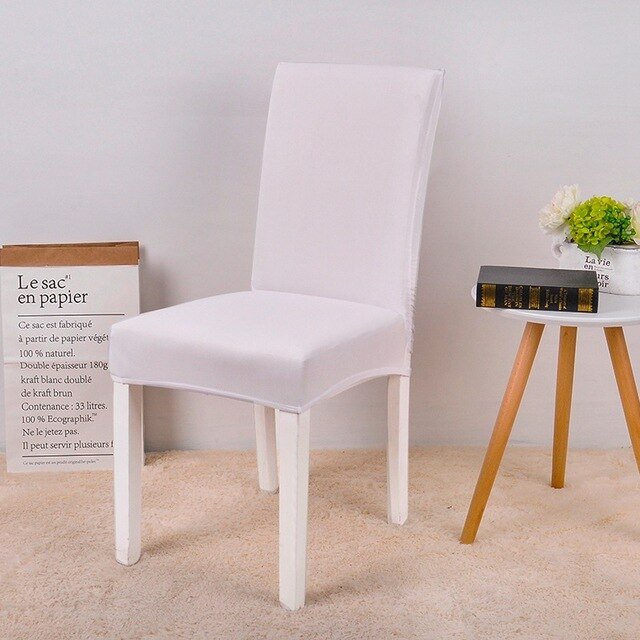 Spandex Desk Chair Seat Slipcovers - White, universal sizes image