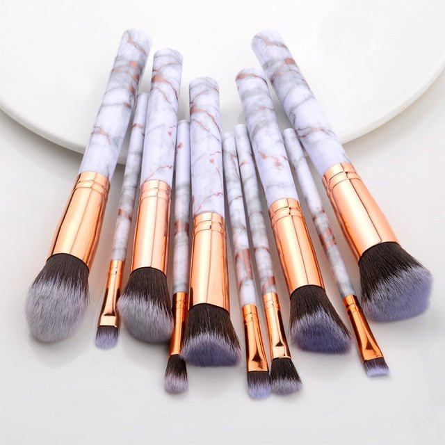 15Pcs Cosmetic Powder Eye Shadow Foundation Makeup Brushes Tool Set - 10pcs gold image