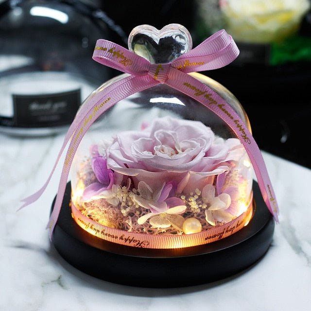 The Beauty and Beast Forever Rose Flower With Night Light in Glass Dome - 011 image
