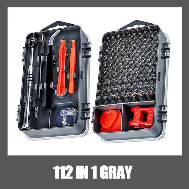 KALAIDUN 112 in 1 Magnetic Screwdriver Bit Torx Multi Mobile Phone Repair Tools Kit - 112 IN 1 GRAY image
