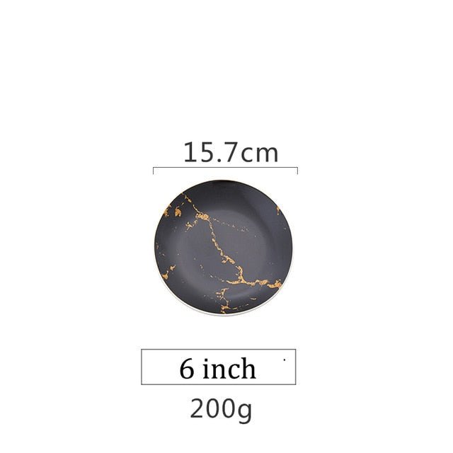 1Pc European Style Marble Gold Inlay Porcelain Plate image 6
