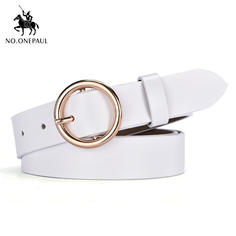 NO.ONEPAUL Female Gold Buckle Jeans Belts | New Circle Pin Buckles Belt image 9