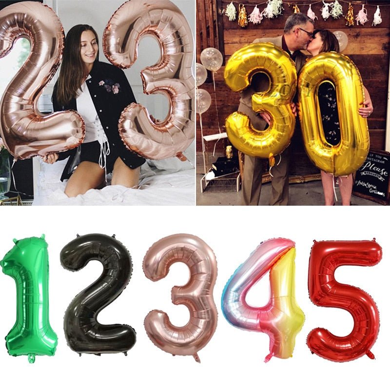 Big Foil Birthday Helium Number Party Decorations Kids Toy Figures Wedding Air Balloons image 0
