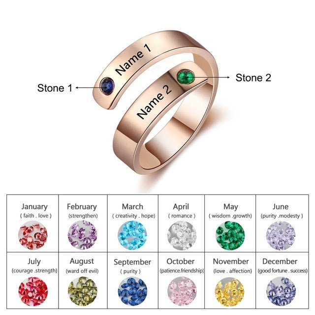 Personalized Custom Engraved Birthstone Rings for Women image 8