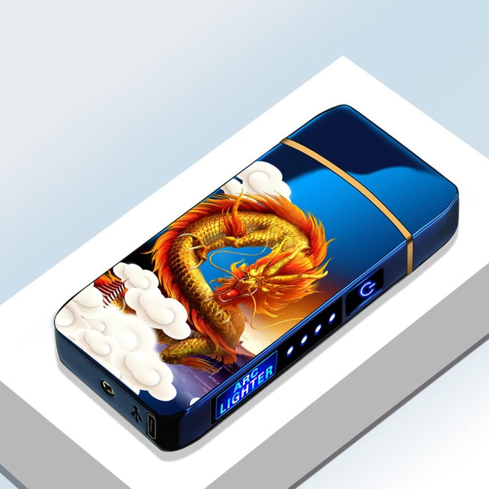 New Double Plasma Windproof Electric Arc Cigarette Lighter - B7-Color dragon image