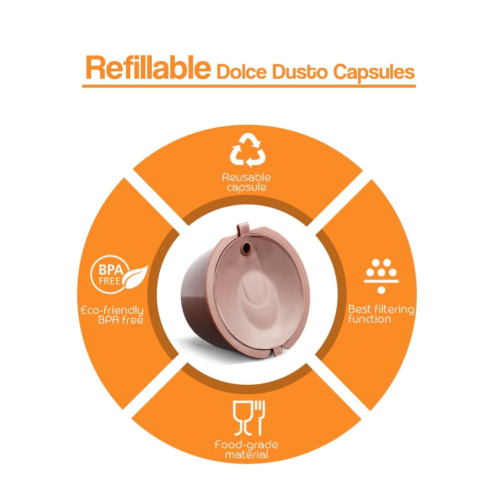 icafilas Reusable Dolce Gusto Capsule Silicone Cover Dolci Gusto Coffee Machine Refillable STAINLESS STEEL Plastic Coffee Pod image 15