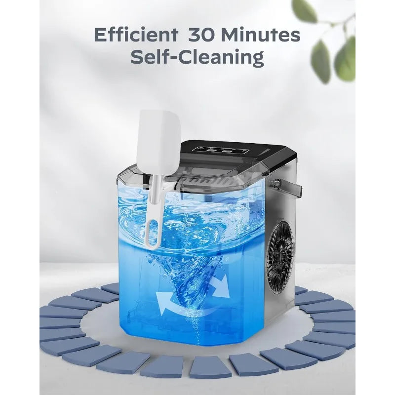 Silonn Ice Maker Countertop, Stainless Steel Portable Ice Machine with Carry Handle, Self-Cleaning Ice Makers image 5