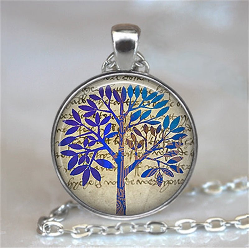Tree Of Life Glass Cabochon Statement Necklace & Pendant Jewelry image 2