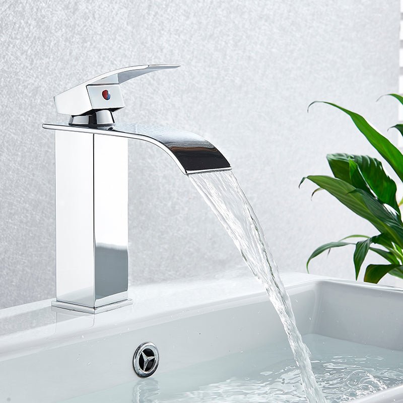Deck Mount Waterfall Bathroom Faucet Vanity Vessel Sink Mixer Tap Cold Hot Water Tap image 15