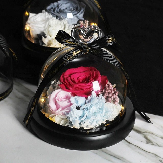 The Beauty and Beast Forever Rose Flower With Night Light in Glass Dome - 124 1 image