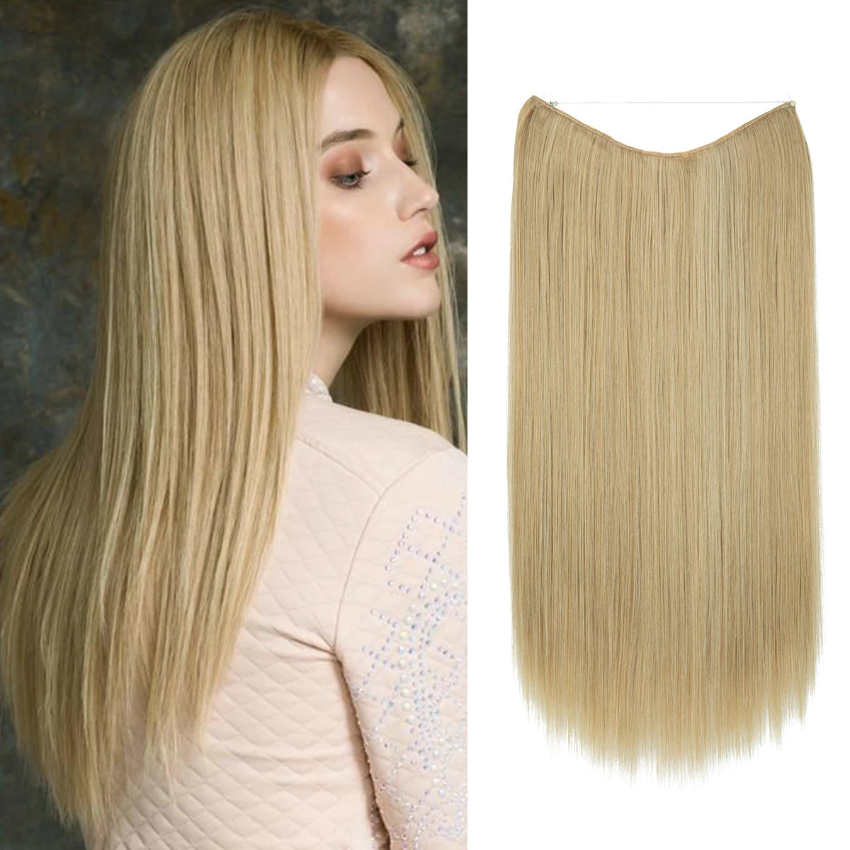 SARLA Halo Invisible Wire Synthetic Hair Extension-No Clip image 27