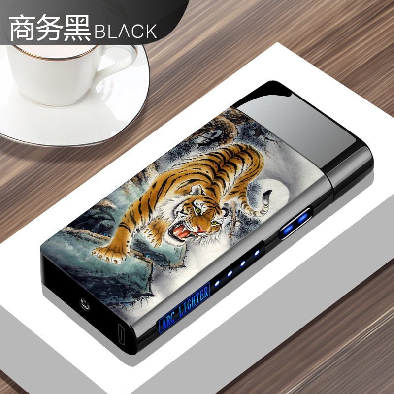 New Double Plasma Windproof Electric Arc Cigarette Lighter - A5-Tiger image