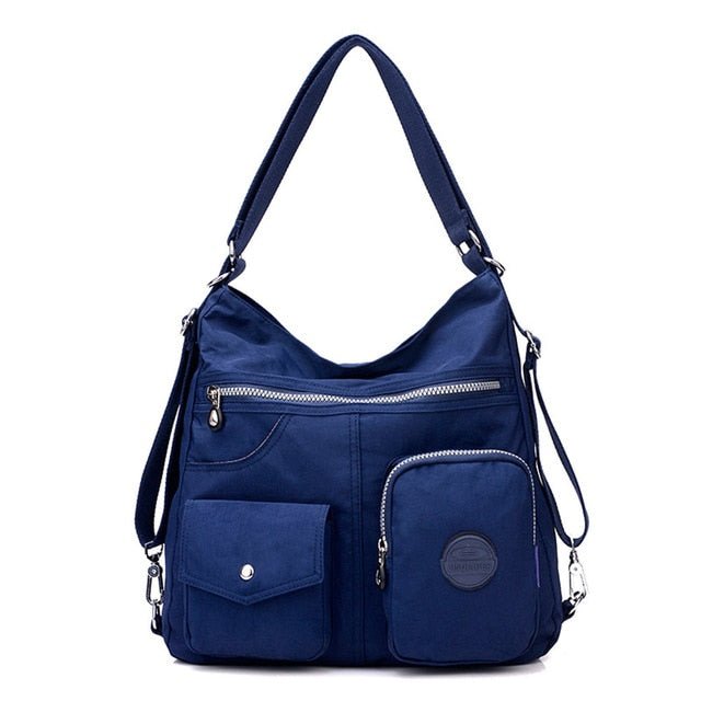 Waterproof Women Designer Handbag - Navy blue, 34cm x 11cm x 33cm image