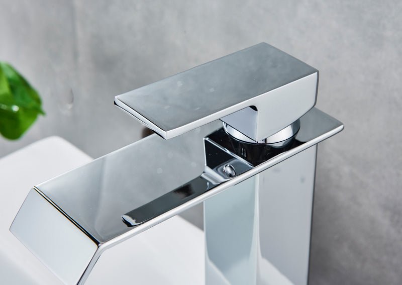 Deck Mount Waterfall Bathroom Faucet Vanity Vessel Sink Mixer Tap Cold Hot Water Tap image 12