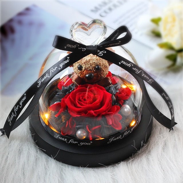 The Beauty and Beast Forever Rose Flower With Night Light in Glass Dome - B23 image