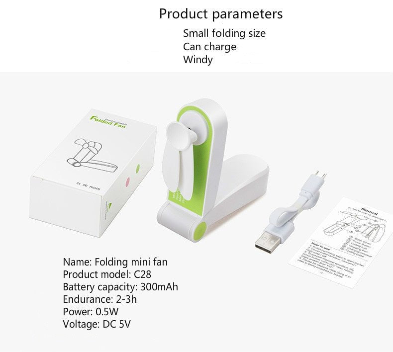 USB Pocket Foldable Fans | Electric Portable Small Fan | Desktop Electric Fan image 6