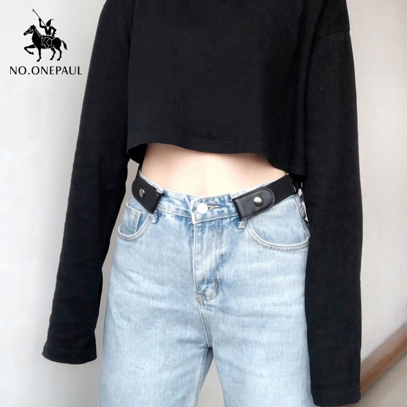 NO.ONEPAUL Jeans Women's punk style buckle-free belt | Slim Sports Trendy comfortable Elastic No-buckle Belt image 2
