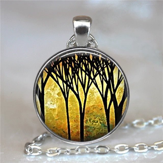 Tree Of Life Glass Cabochon Statement Necklace & Pendant Jewelry - 5 image