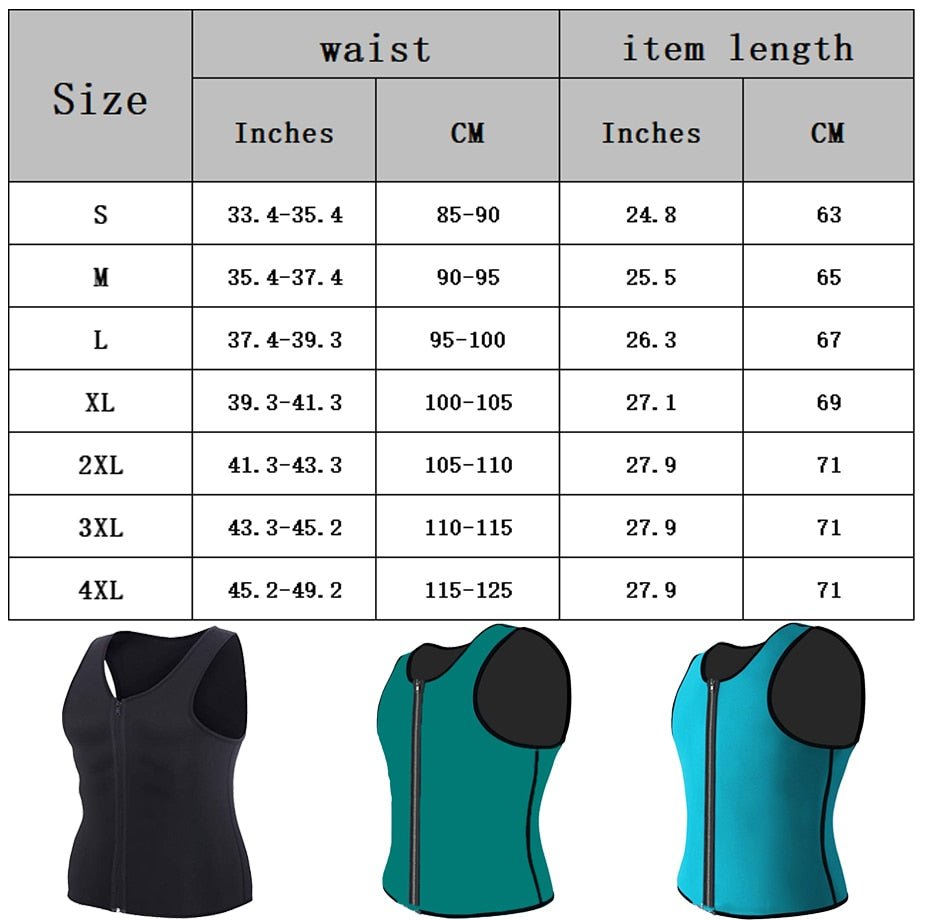 Men Neoprene Sauna Suit Hot Body Shaper Corset for Weight Loss with Zipper Waist Trainer Vest Tank Top Workout Shirt image 4