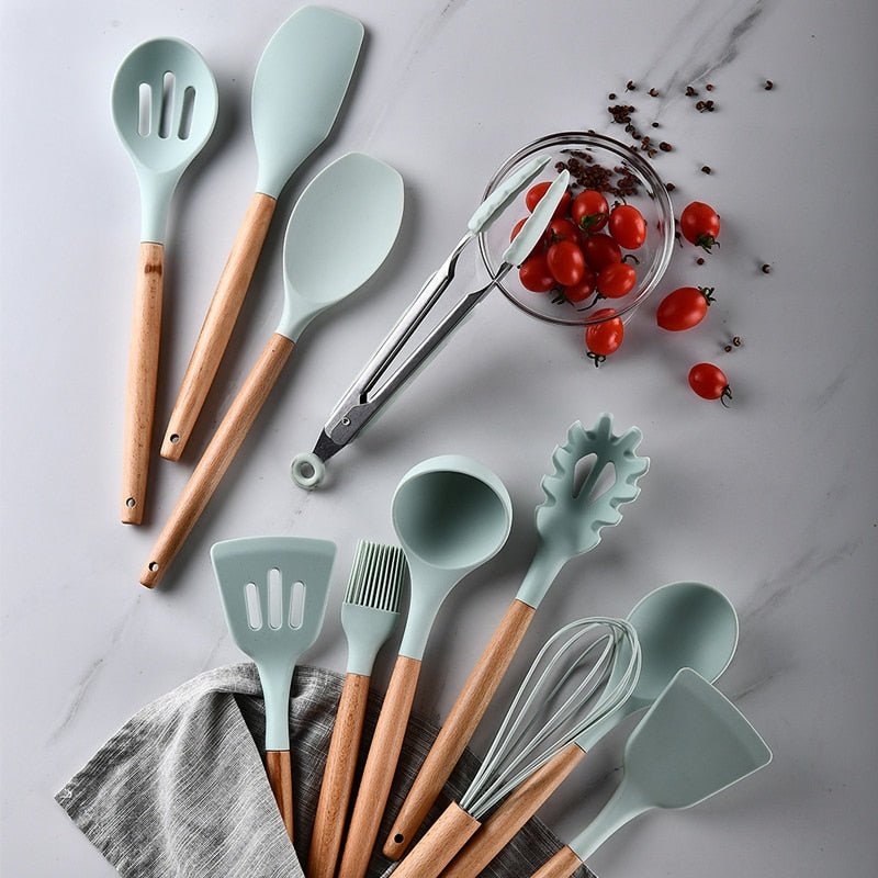 Heat Resistant Non-Stick Silicone Kitchenware Cooking Utensils Set With Storage Box Tools image 11