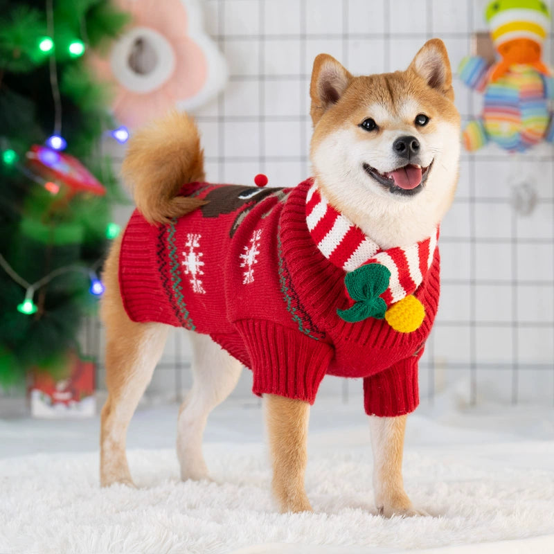 Cozy Winter Sweater for Small & Medium Dogs | Christmas Pet Clothes for Shiba Inu & Bulldogs image
