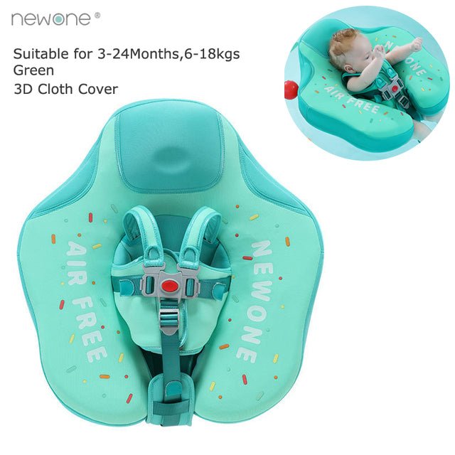 Mambo Non-Inflatable Waterproof Baby Smart Swim Trainer - 3D Donut  green image