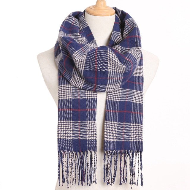 VIANOSI Plaid Winter Scarf for Women | Warm Foulard Solid Scarves | Casual Cashmere Scarfs - 31, 190CM X 35CM image