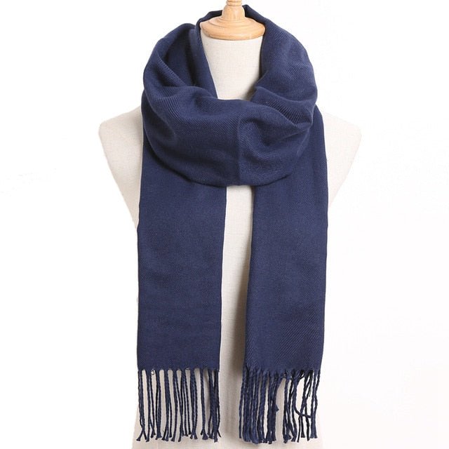 VIANOSI Plaid Winter Scarf for Women | Warm Foulard Solid Scarves | Casual Cashmere Scarfs - 55, 190CM X 35CM image