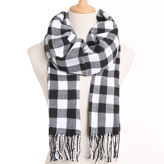 VIANOSI Plaid Winter Scarf for Women | Warm Foulard Solid Scarves | Casual Cashmere Scarfs - 29, 190CM X 35CM image