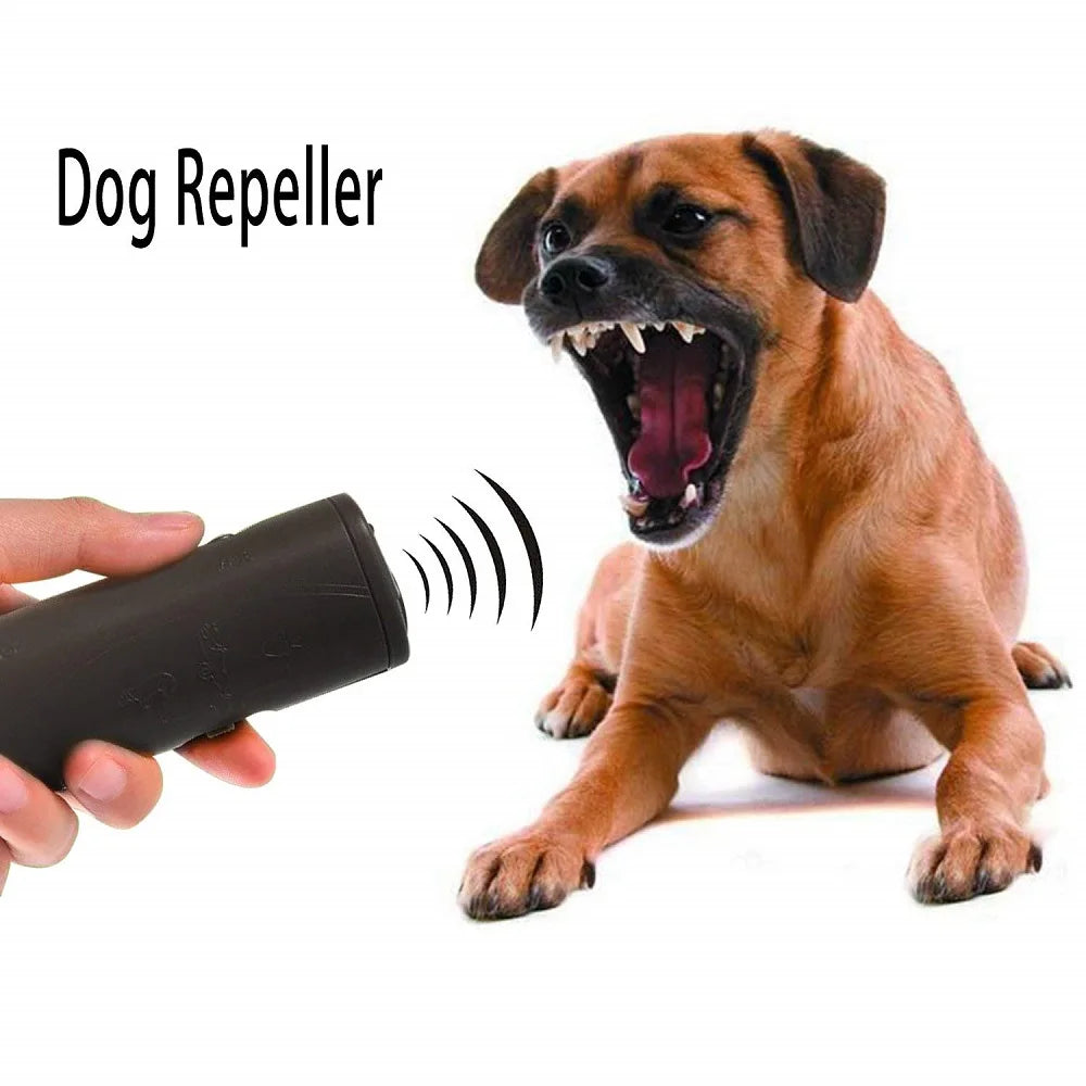 3-in-1 Ultrasonic Dog Repeller & Trainer - Anti-Bark Device with Flashlight for Outdoor Training image 1