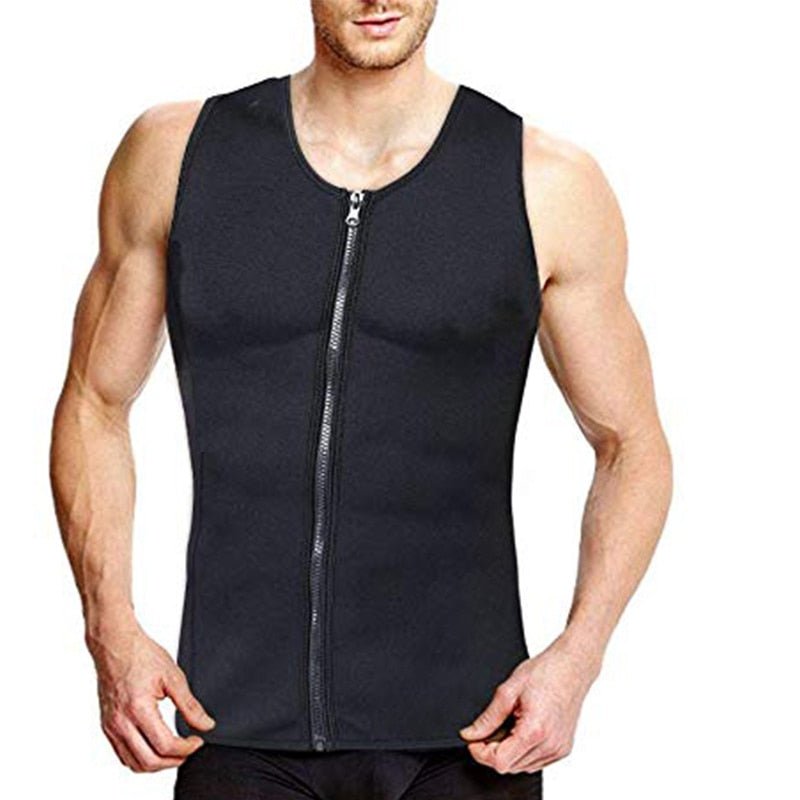 Men Neoprene Sauna Suit Hot Body Shaper Corset for Weight Loss with Zipper Waist Trainer Vest Tank Top Workout Shirt image 11