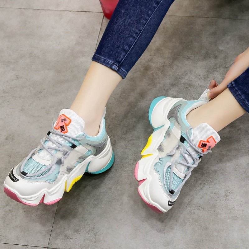 Women Vulcanize Breathable Rainbow Color Fashion Casual Sneakers image 4