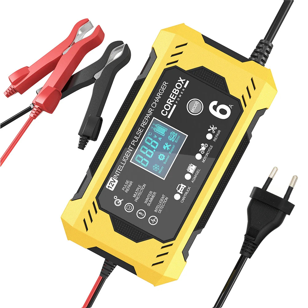 6A 12V Intelligent Automotive Battery Charger for Car & Motorcycle - Smart Lead-Acid Battery Maintenance image 6