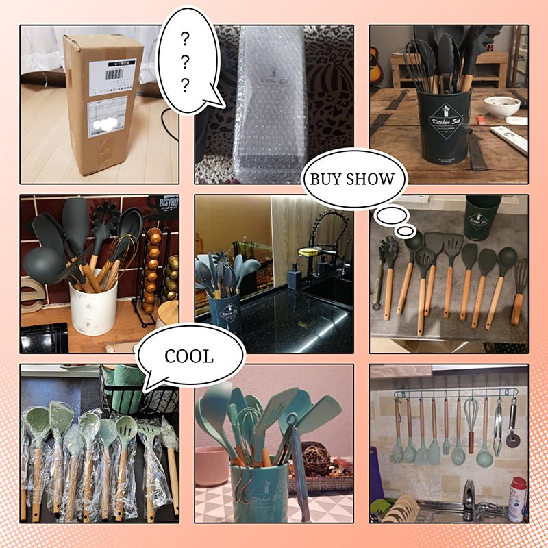 Heat Resistant Non-Stick Silicone Kitchenware Cooking Utensils Set With Storage Box Tools image 21