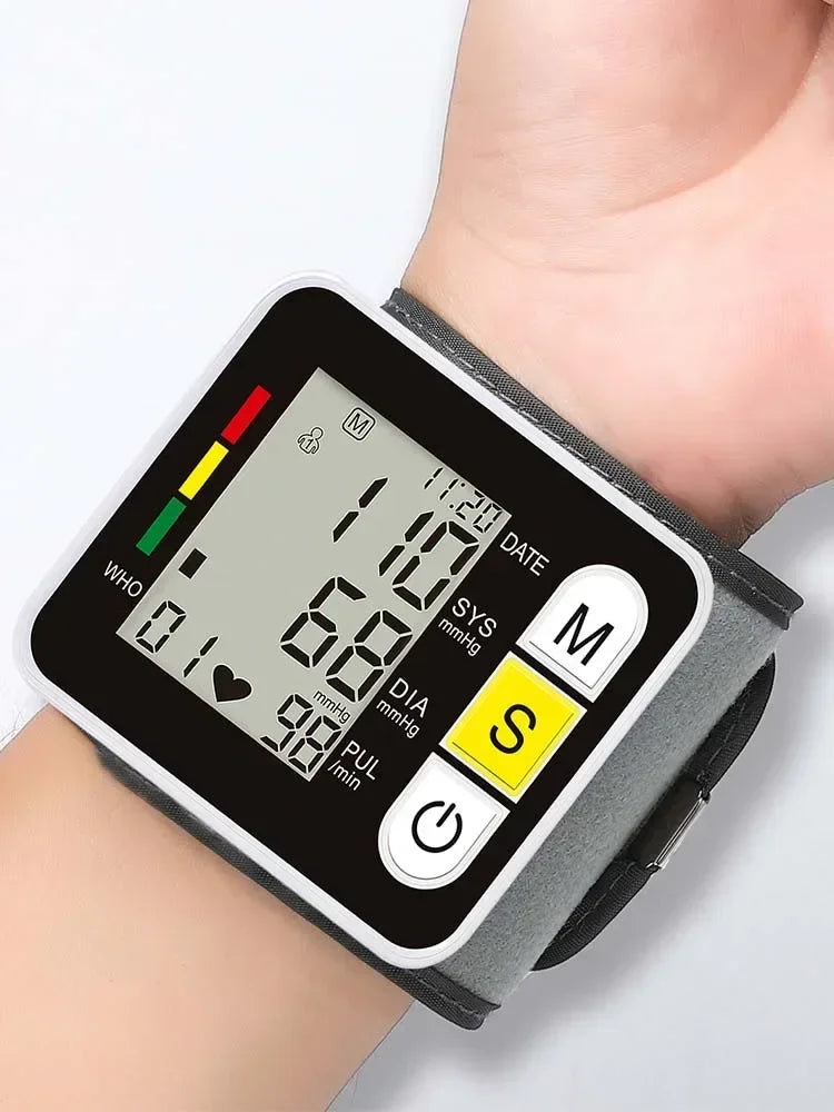 Automatic Digital LCD Wrist Blood Pressure Monitor ‚Äì Tensiometer & Pulsometer for Family Health Diagnostics image 0